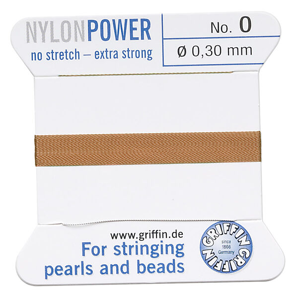Thread, Griffin, nylon, cornelian, size #0. Sold per 2-meter card (approximately 78 inches). image number 0