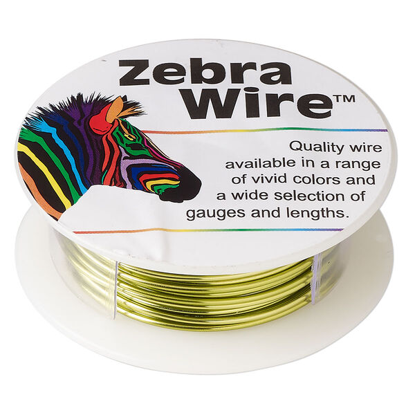 Wire, Zebra Wire™, color-coated copper, light lime, round, 18 gauge. Sold per 10-yard spool. image number 0