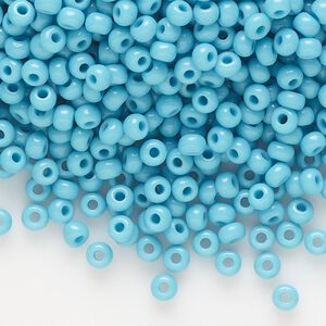 Seed bead, Preciosa Ornela Czech glass, pkg/50g, #8 rocaille, opaque turquoise blue, (63030).