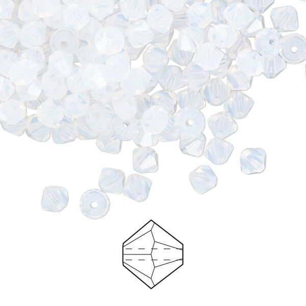 Bead 144pk white opal, Preciosa Czech crystal 4mm bicone image number 0