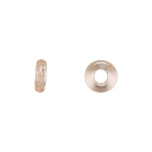 Bead, Czech pressed glass, light rose, 9.5x3mm ring. Sold per pkg of 50.