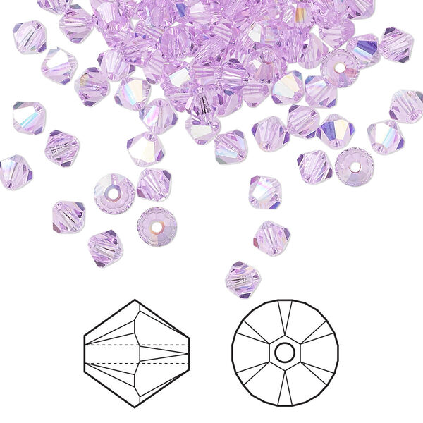 Bead 1440pk violet AB, Swarovski® 4mm XILION bicone 5328 image number 0