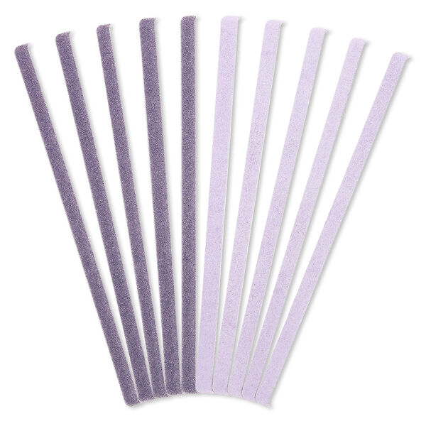 Sanding file, abrasive and foam, dark purple and light purple, 100 and 150 grit, 6-1/2 x 1/4 inch rectangle. Sold per pkg of 10. image number 0