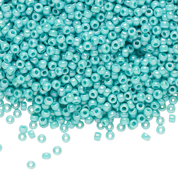 Seed bead, TOHO BEADS®, glass, pkg/250g, #11 round, opaque rainbow turquoise blue (TR-11-413). image number 0