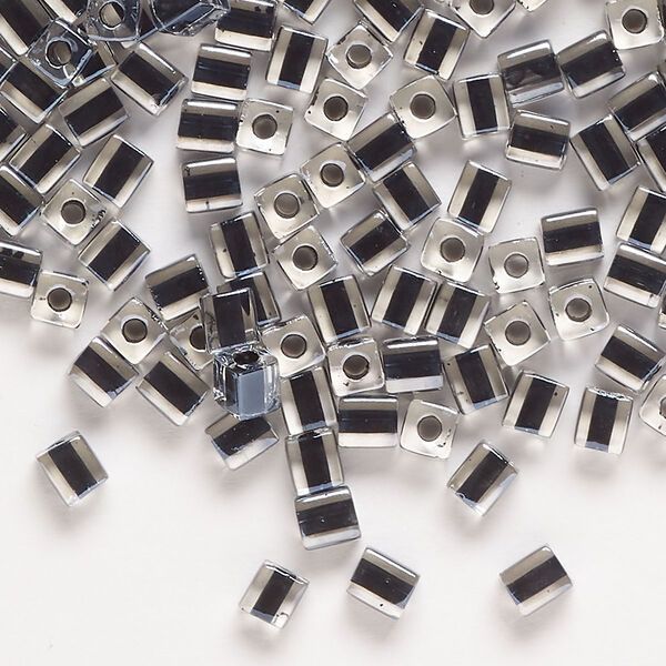 Seed bead, Miyuki, glass, pkg/250g, 3.5-3.7mm square, transparent black inside dyed color clear (SB-1106). image number 0