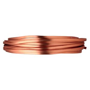 Wire, anodized aluminum, orange copper, 3.5x1mm flat, 16 gauge. Sold per pkg of 18 feet.