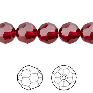 Bead 6pk scarlet, Crystal Passions® 10mm round 5000