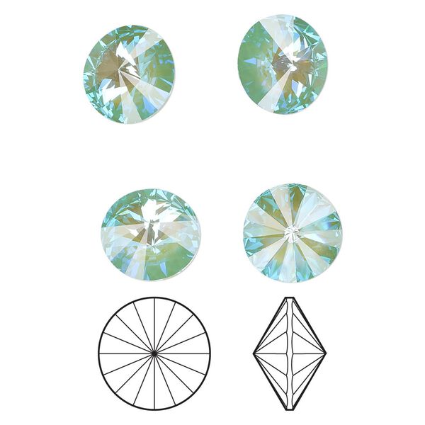 Chaton 144pk crystal silky sage DeLite, Swarovski® 12mm rivoli 1122 image number 0