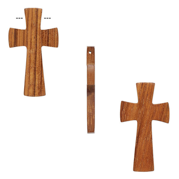 Focal, bayong wood (waxed), 40x22mm hand-cut cross. Sold per pkg of 2. image number 0