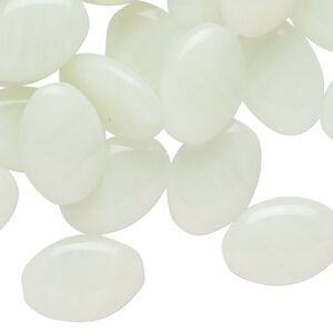 Bead, Czech pressed glass, translucent light mint green, 16x12mm puffed oval. Sold per 2-ounce pkg, approximately 40 beads.