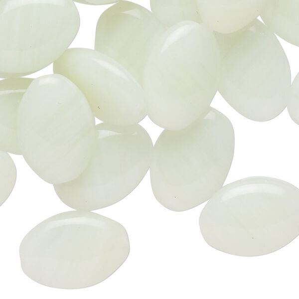 Bead, Czech pressed glass, translucent light mint green, 16x12mm puffed oval. Sold per 2-ounce pkg, approximately 40 beads. image number 0
