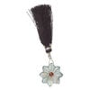 Labradorite / garnet 1pkg1, top-drilled hand-cut 1sided carved flower bead natural, 22mm image number 2