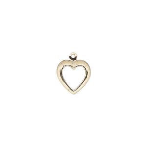 Charm, 14Kt gold-filled, 10.5mm single-sided open heart. Sold per pkg of 2.