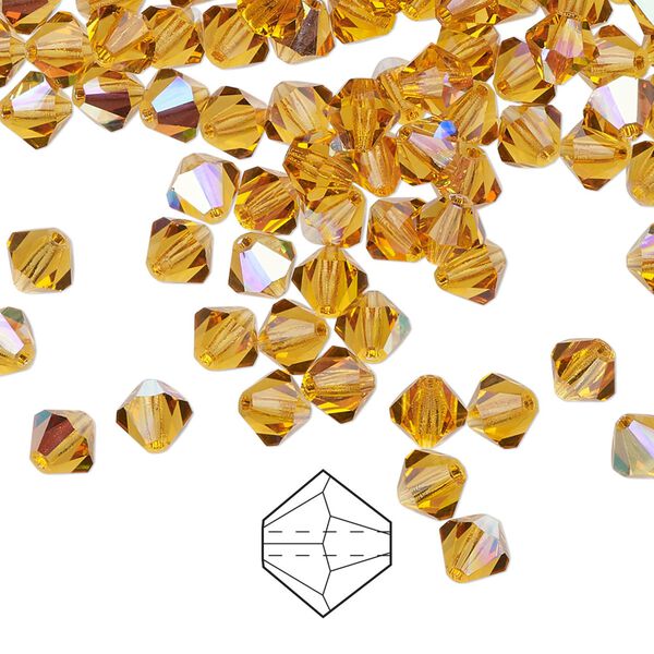 Bead 576pk topaz AB, Preciosa Czech crystal 5mm bicone image number 0