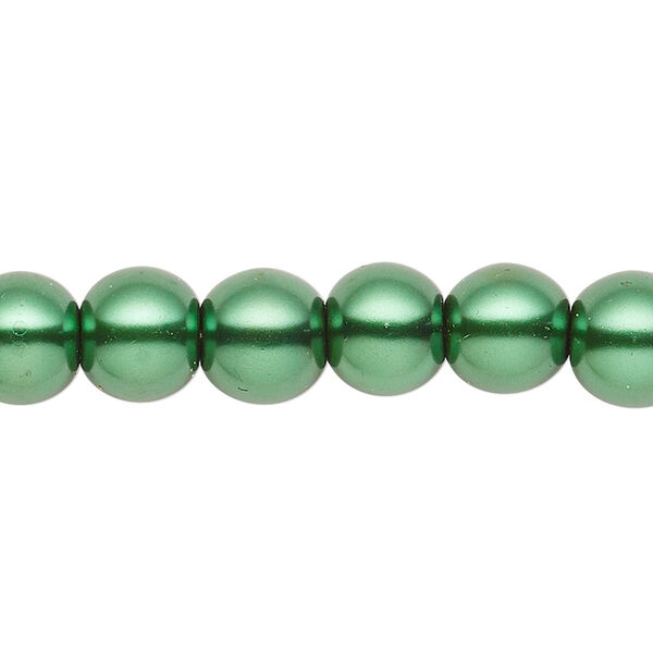 Bead, crystal pearl, forest green, 7-8mm round. Sold per pkg of (2) 15-1/2" to 16" strands, approximately 100 beads. image number 0