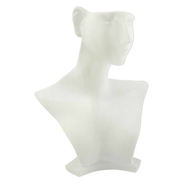 Display, necklace, acrylic, frosted clear, 9-3/4 x 7-1/2 x 4-1/2 inch Aphrodite. Sold individually. image number 0
