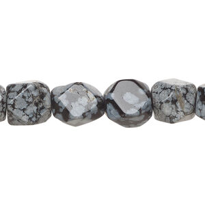 Snowflake obsidian 1pkg1, nugget bead natural, 15 inch mini to small