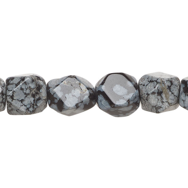 Snowflake obsidian 1pkg1, nugget bead natural, 15 inch mini to small image number 0