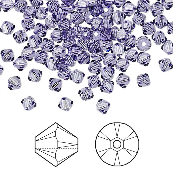 Bead 1440pk tanzanite, Swarovski® 4mm XILION bicone 5328 image number 0