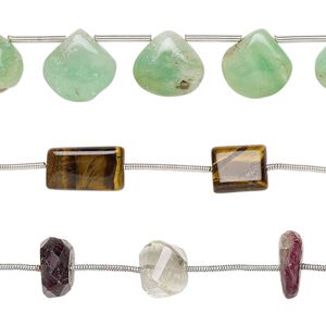 Multi-gemstone 1pkg3, hand-cut mixed shape bead 8 inch mix 10x8mm-15x12mm