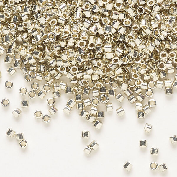 Seed bead, Delica®, glass, pkg/50g, #10 round, Duracoat® opaque galvanized silver (DBM-1831). image number 0