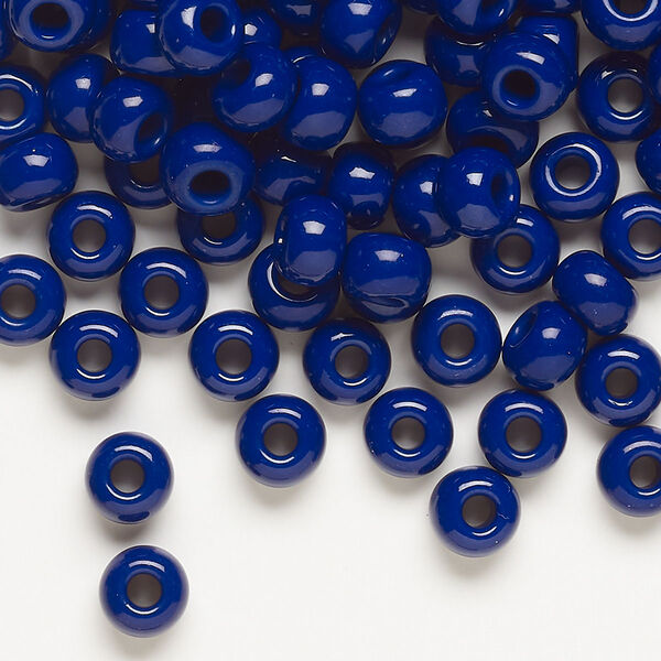 Seed bead, Preciosa Ornela, glass, opaque cobalt blue, #2 rocaille. Sold per 500-gram pkg. image number 0