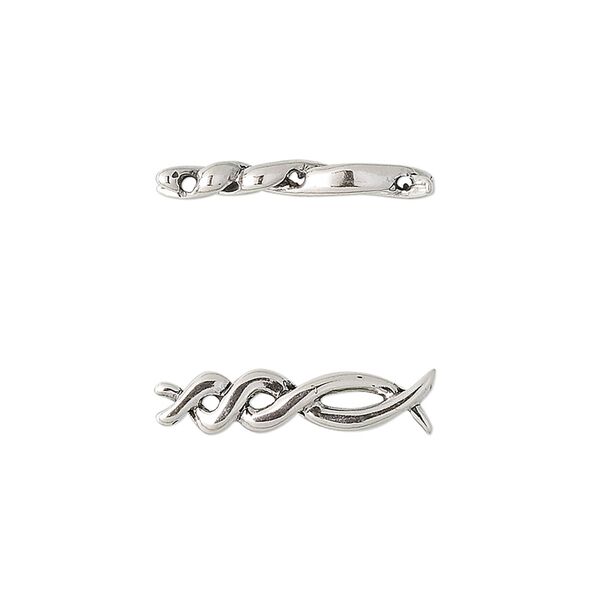 Spacer bar, sterling silver, 21x5mm 3-strand braid. Sold individually. image number 0