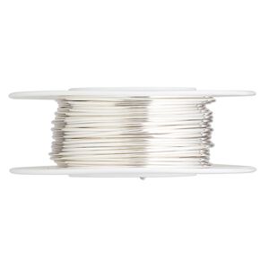 Wire, sterling silver, full-hard, round, 20 gauge. Sold per 25-foot spool.