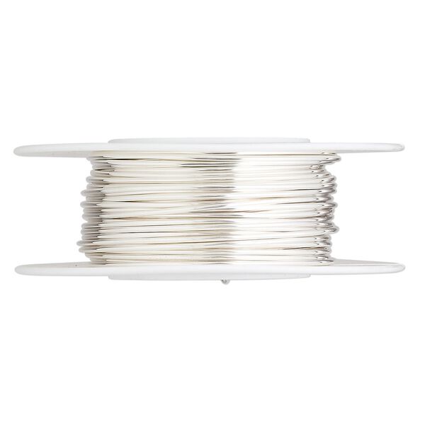 Wire, sterling silver, full-hard, round, 20 gauge. Sold per 25-foot spool. image number 0