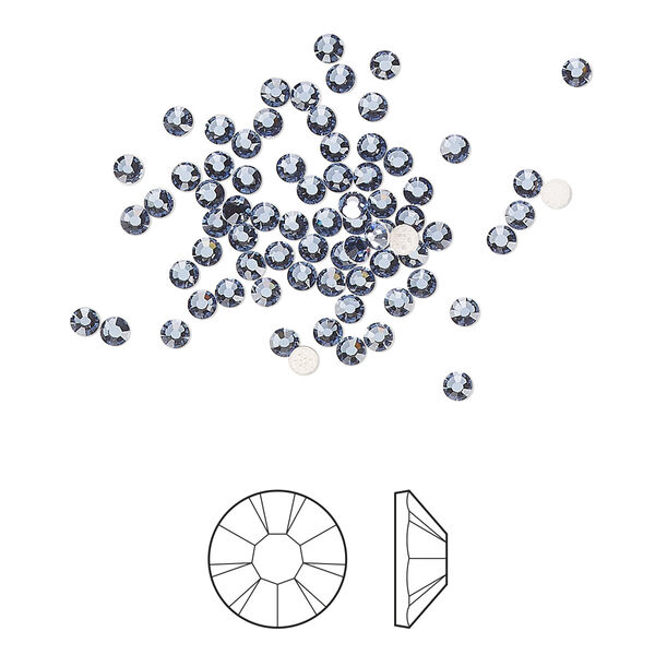 Flat back 144pk denim blue foil back, Preciosa MAXIMA Czech crystal hotfix rhinestone 1.9-2.1mm chaton rose round SS6 image number 0