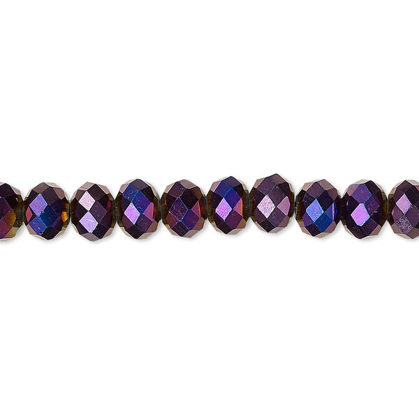 Bead 1pk 48 facets opaque purple metallic, Celestial Crystal® 6x4mm rondelle 15.5-16 inch image number 0