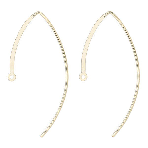 Ear wire, 14Kt gold-filled, 25mm flat marquise with closed loop, 20 gauge. Sold per pair. image number 0