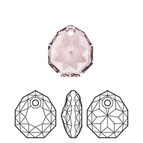 Drop 1pk light amethyst, Crystal Passions® 16x13.5mm pendant majestic 6436 image number 0