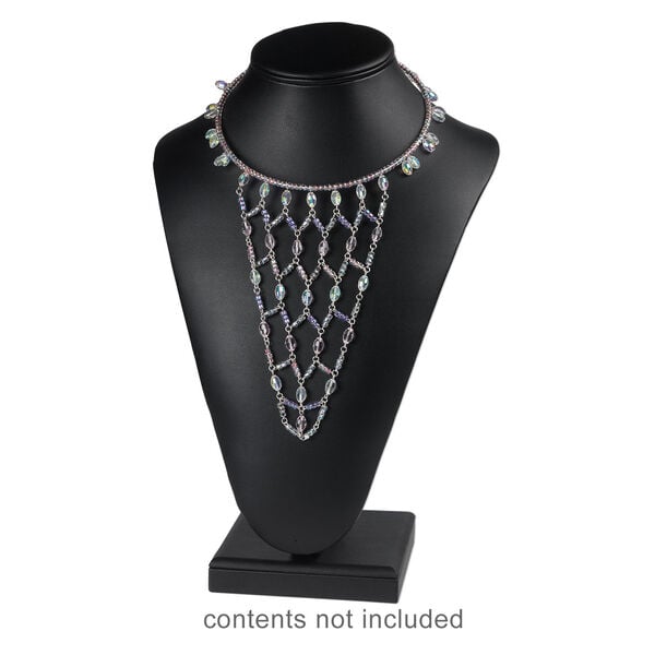Display, necklace, leatherette, black. 13-1/2 x 9 x 6 inch pedestal. Sold individually. image number 2