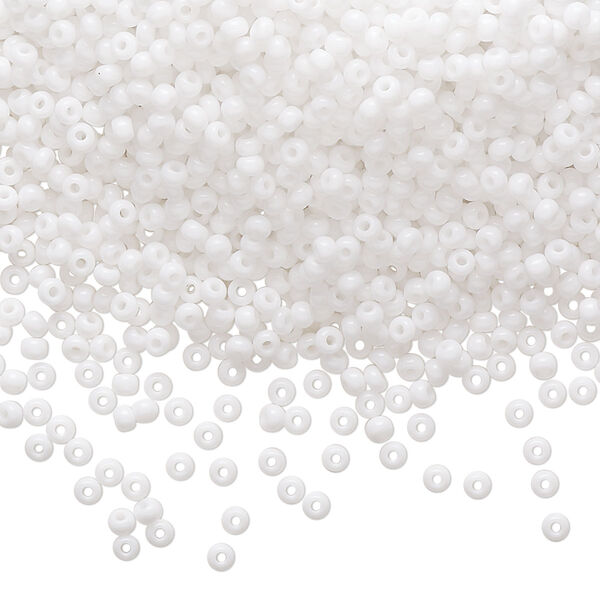 Seed bead, Preciosa Ornela Czech glass, pkg/50g, #11 rocaille, opaque white, (03050). image number 0