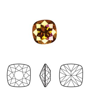 Fancy stone 1pk crystal mahogany foil back, Crystal Passions® 12mm cushion 4470