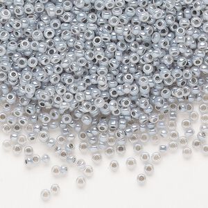 Seed bead, Dyna-Mites™, glass, pkg/1/2kg, #11 round, opaque ceylon pastel grey, (340 11/0 RR).