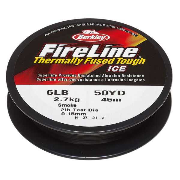 Thread, Berkley® FireLine®, high-modulus polyethylene, 8-fiber braid, smoke, 0.15mm diameter, 6-pound test. Sold per 50-yard spool. image number 0