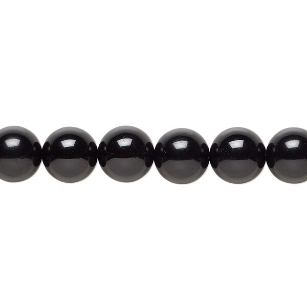 Black tourmaline 1pkg1, round bead natural 15.5-16 inch 8mm image number 0