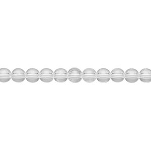 Quartz crystal 1pkg1, round bead natural 8 inch 4mm