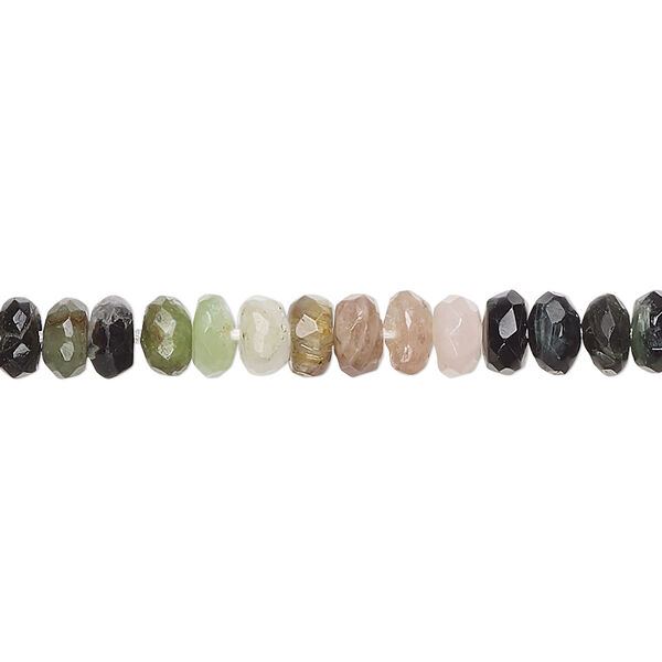 Multi-tourmaline 1pkg1, hand-cut faceted rondelle bead natural 15 inch 5x3mm-6x5mm image number 0