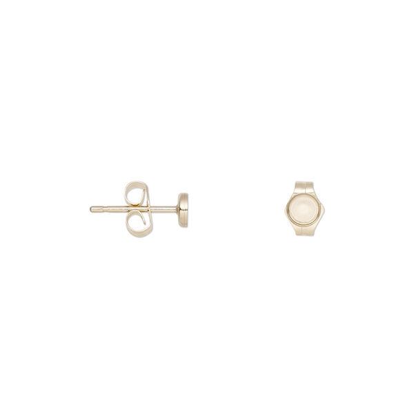 Earstud, 14Kt gold-filled, 3mm round with 3mm bezel setting. Sold per pair. image number 0