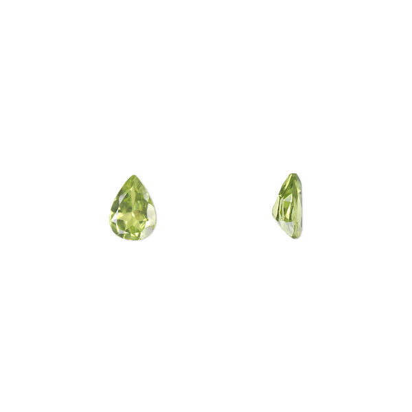 Gem, peridot (natural), 7x5mm faceted pear, A grade, Mohs hardness 6-1/2 to 7. Sold individually. image number 0