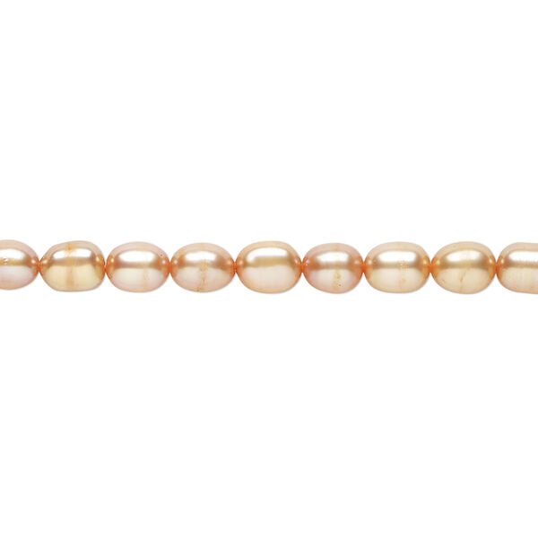 Pearl 1pkg1 cultured freshwater, 4-5mm rice C grade, 15 inch dyed sienna image number 0
