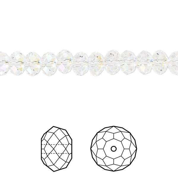 Bead 360pk crystal shimmer 2X, Swarovski® 6x4mm rondelle 5040 image number 0
