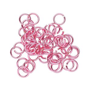 Jump ring, electro-coated brass, pink, 6mm round, 4.4mm inside diameter, 20 gauge. Sold per pkg of 50.