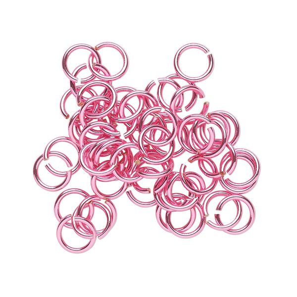 Jump ring, electro-coated brass, pink, 6mm round, 4.4mm inside diameter, 20 gauge. Sold per pkg of 50. image number 0