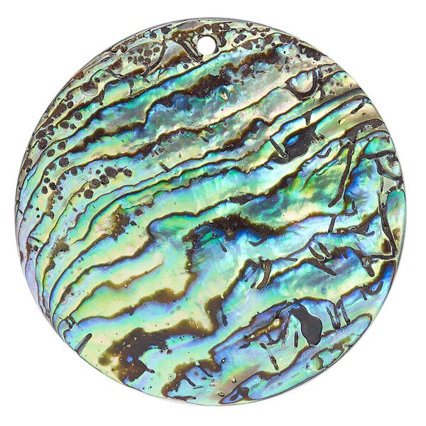 Focal, paua shell (natural), 45mm round, Mohs hardness 3-1/2. Sold individually. image number 0