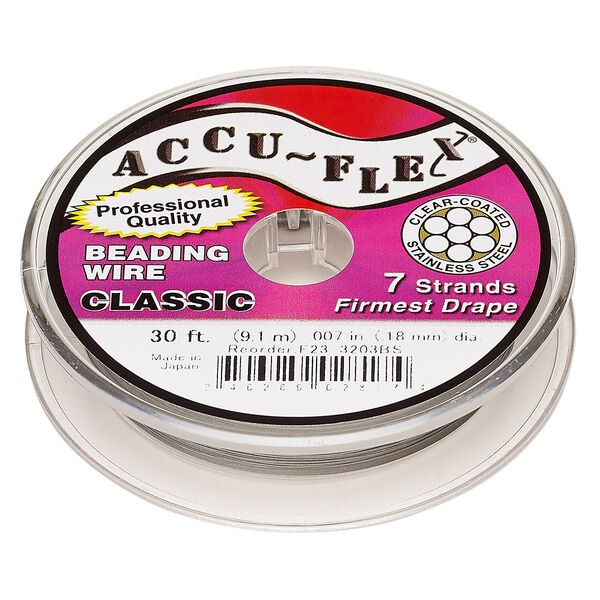 Beading wire, Accu-Flex®, nylon and stainless steel, clear, 7 strand, 0.007-inch diameter. Sold per 30-foot spool. image number 0