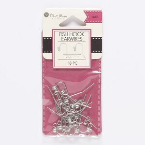 Ear wire fishhook 1pkg18, 24mm / 3mm faceted round / open loop, 21 gauge silver-finished steel / acrylic clear 9 pair